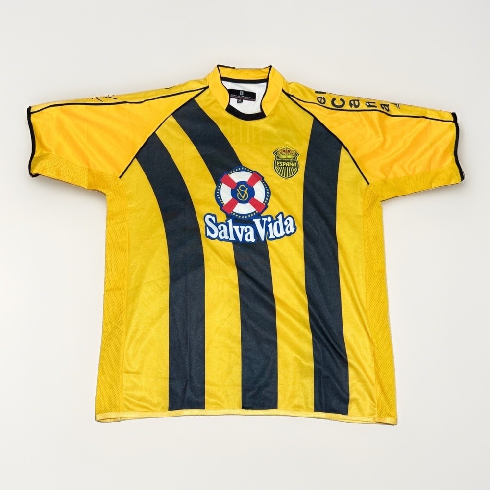 David Sport Real Espana Soccer Jersey XL Honduras Salva Vida Yellow Black Stripe
